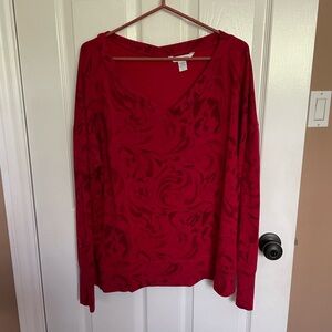 Athleta red Coaster Luxe v-neck sweatshirt